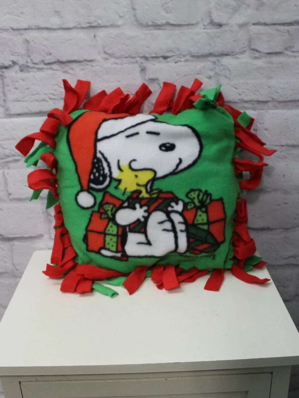 Peanuts Snoopy Woodstock Kids Christmas Tie Together Craft Pillow